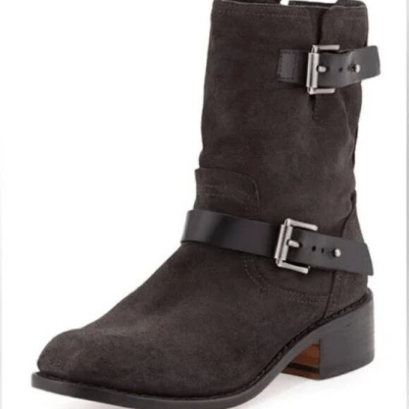 Rag & Bone Andover Suede Moto Boots Black Size EU 37/US 7 - Picture 1 of 11